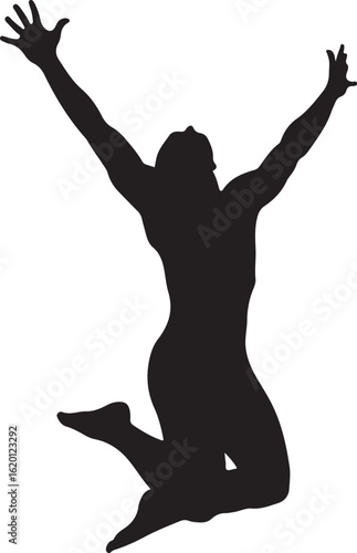 Silhouette of a person jumping with arms raised in celebration vector