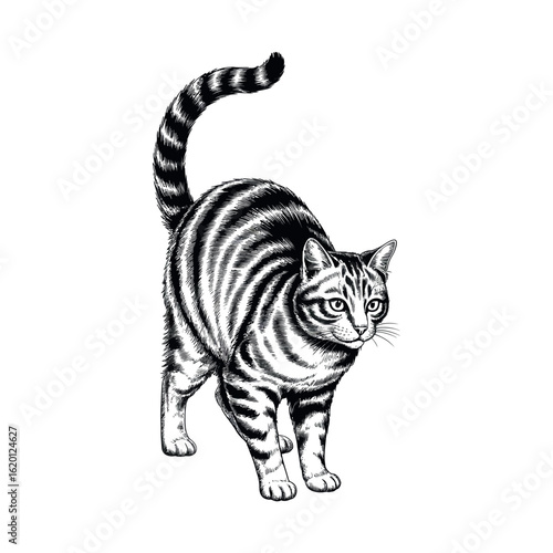 Cat engraving art