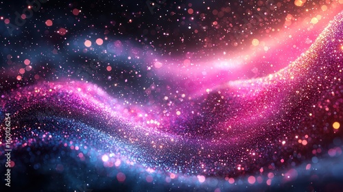 Wallpaper Mural Pink and blue glitter waves, cosmic background, abstract art, website design Torontodigital.ca