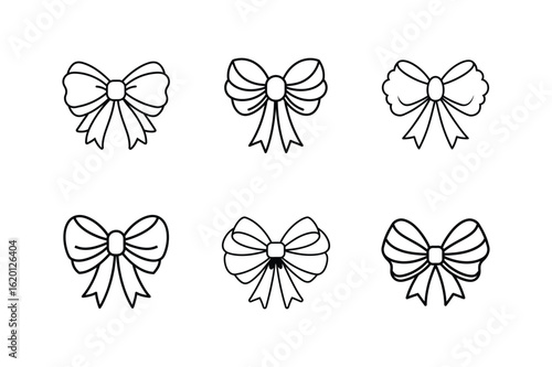 tulle bows line art vector illustration