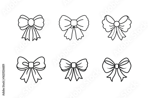 tulle bows icon line art vector illustration