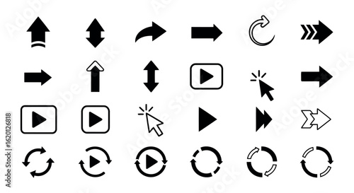 Icon set vector art of set of different arrow icons isolated on white background
