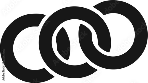 Abstract interlocking rings symbol representing unity and connection. A minimalist vector logo concept for business collaboration.