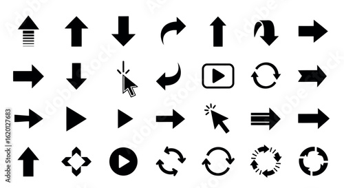 Icon set vector art of set of arrow icons isolated on white background