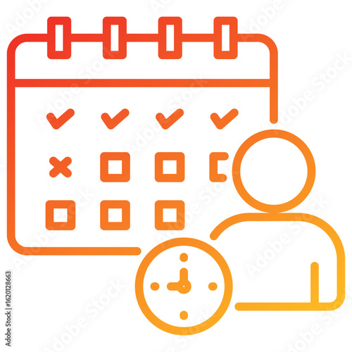 Attendance Tracking Line Gradient Icon