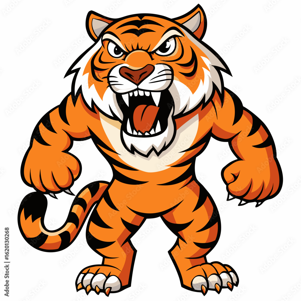 Obraz premium Angry Cartoon Tiger Mascot Roaring
