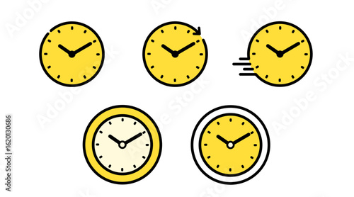 動きのあるかっこいい黄色い時計のイラストアイコン