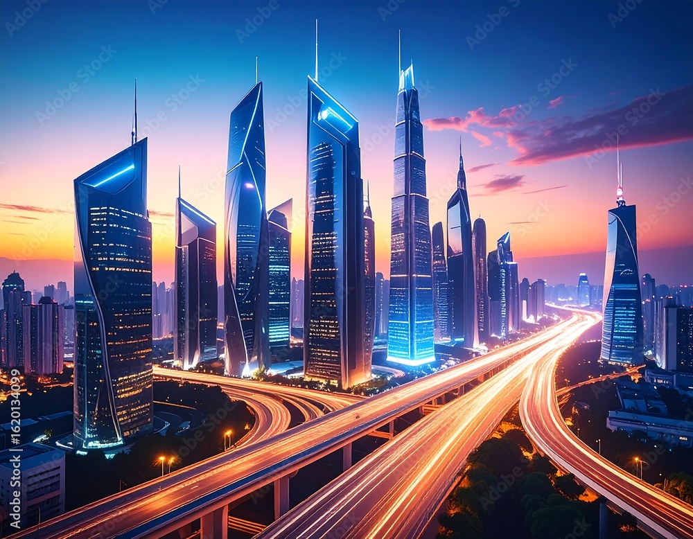 Obraz premium Modern cityscape at dawn (1)