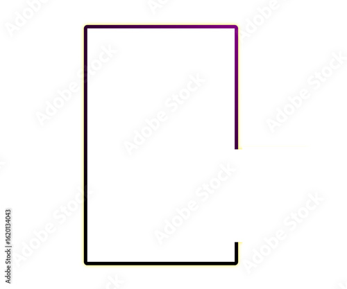 Abstract L-Shape Glowing Border on White background 
