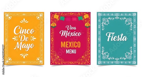 Cinco De Mayo and Viva Mexico Fiesta Celebration with Colorful Designs and Festive Decor