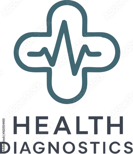 Minimalist vector logo design for a health diagnostics or medical service