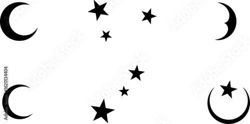"Islamic Crescent Symbols with Arabic Calligraphy"