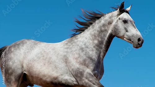 Wallpaper Mural Beautiful Gray Horse Running Freely Under a Clear Blue Sky in Outdoor Setting Torontodigital.ca