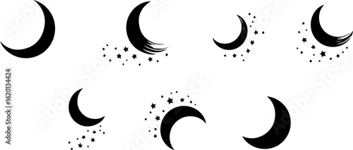 "Islamic Crescent Symbols with Arabic Calligraphy"