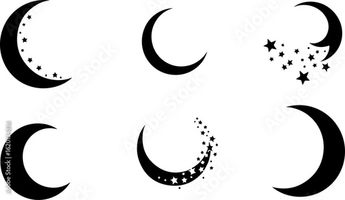 "Islamic Crescent Symbols with Arabic Calligraphy"