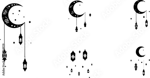"Islamic Crescent Symbols with Arabic Calligraphy"