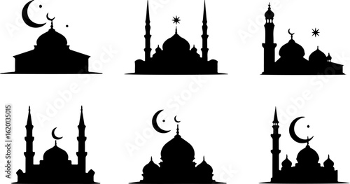 "Islamic Crescent Symbols with Arabic Calligraphy"