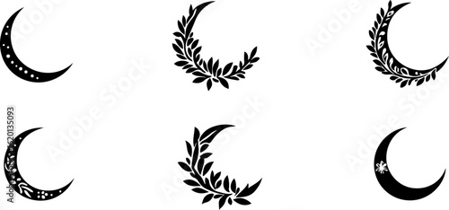 "Islamic Crescent Symbols with Arabic Calligraphy"