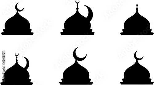 "Islamic Crescent Symbols with Arabic Calligraphy"
