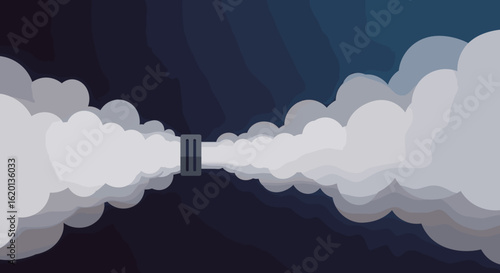 Abstract graphic of foggy landscape with dark blue background  