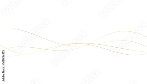 Abstract Golden Wavy Lines, Flowing Curves with Different Tones on White Background, Vector Illustration