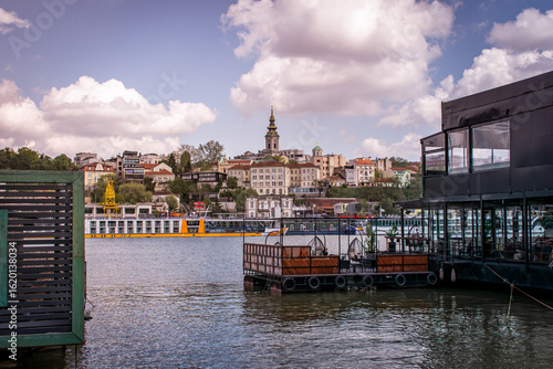 A cafe-bar on the Danube River in Belgrade.