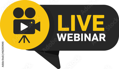 Live webinar button icon for online events and streaming