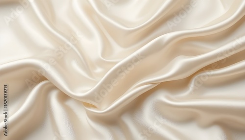 Wavy silk fabric background in ivory tones
