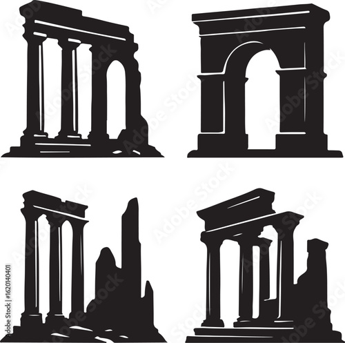 An isolated 3D rendering of a classic white marble Greek temple with Ionic-style architectural columns and a pedestal, perfect for illustrating ancient Roman monuments