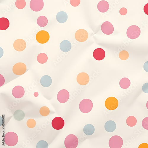 playful colorful polka dot seamless pattern design with multicolor circles in random sizes on white background ideal for wrapping paper and fabric prints