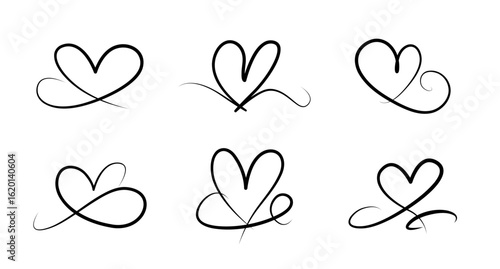Love Heart Infinity Line Icon Set Collection
