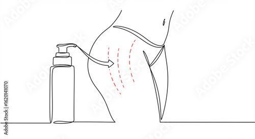 Minimalist line art of body care application on skin concept  