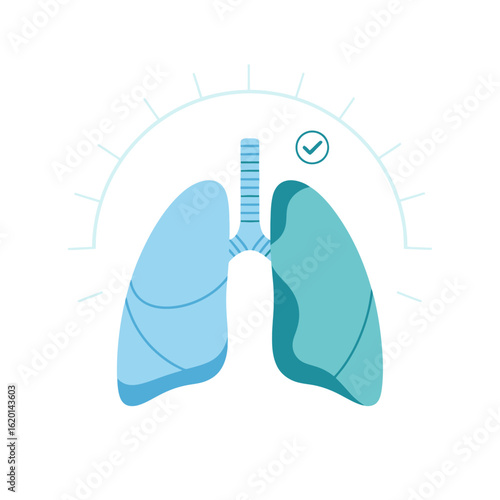 Healthy and unhealthy lungs depicted in a stylized illustration, highlighting lung health.