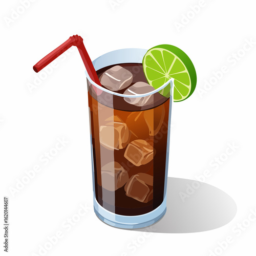 Vector illustration of a Cuba Libre cocktail