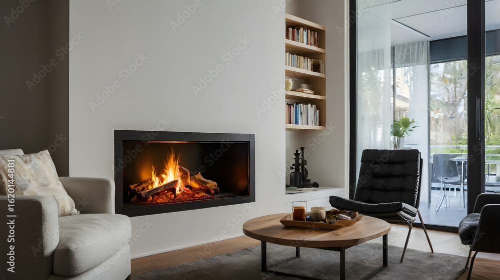 Fototapeta premium living room with fireplace