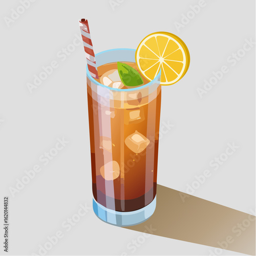Vector illustration of a Long Island Iced Tea cocktail