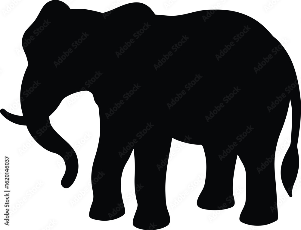 Fototapeta premium Silhouette illustration of a walking elephant in profile view