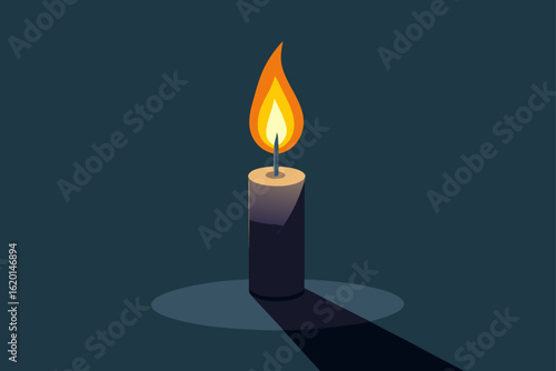 Serene Vector of a Single Glowing Candle Flame
