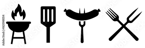 BBQ icon set. barbeque vector