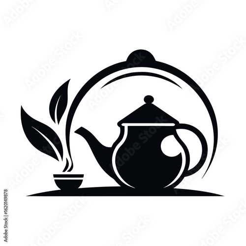 Tea house logo vector illustration.
