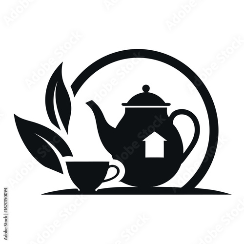 Tea house logo vector illustration.
