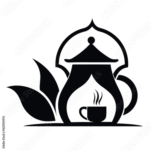 Tea house logo vector illustration.
