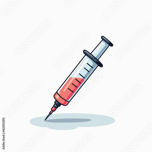 Syringe with liquid for medical use, showing healthcare preparation for immunization. Syringe delivers vaccine for patient care and safety, emphasizing health awareness during vaccination campaign.