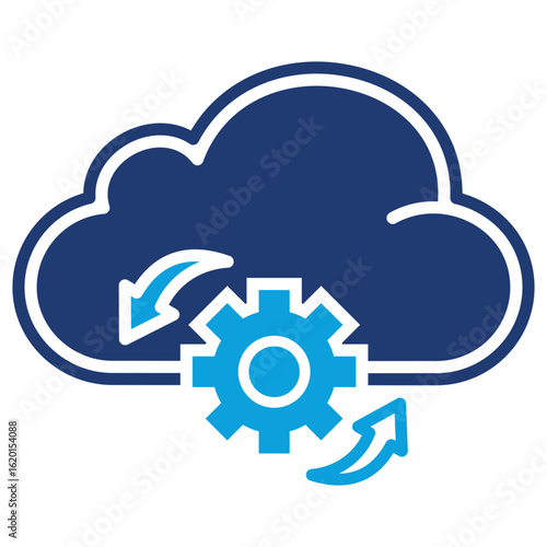 Cloud Processing Flat Blue Icon