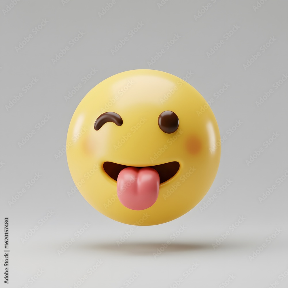 Fototapeta premium 3D Rendered Wink Emoji with Tongue Out