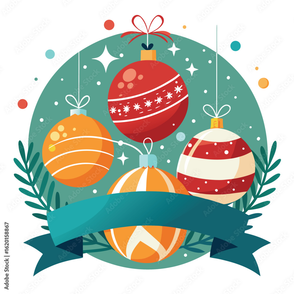 Fototapeta premium beautiful christmas balls banner with text space