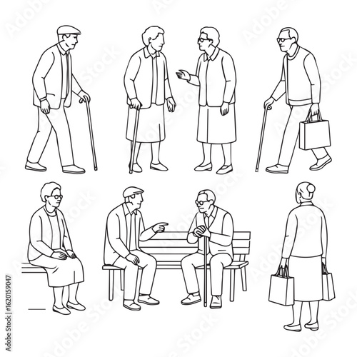Elderly People CAD Vector Pack.