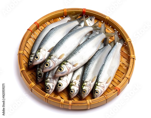 Fresh fish in a bamboo colander