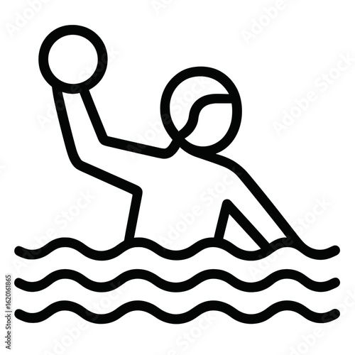 Water polo player catching ball while swimming in water  