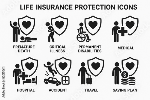 Simple Life Insurance Pictogram – Minimalist Family Protection Concept